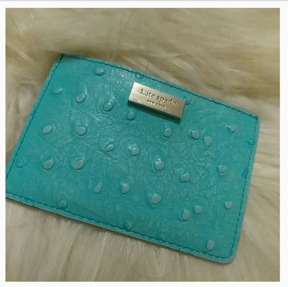kate spade Accessories - Kate spade turquoise ostrich leather card holder